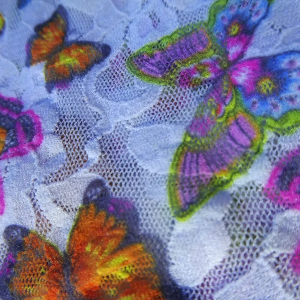 Vintage USA 90s Y2K Hanky Panky Nylon Lace Cami Top Butterflies Adj Straps Sheer